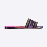 Dior Women Dway Slide Purple Multicolor D-Flower Pop Cotton Embroidery