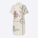 Dior Women Long Blouse Ecru Cotton Poplin and Silk with Dior Union Motif