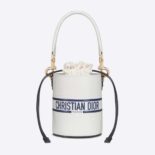 Dior Women Small Dior Vibe Bucket Bag White and Blue Smooth Calfskin