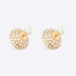 Dior Women Tribales Earrings Gold-Finish Metal with White Resin Pearls and Silver-Tone Crystals