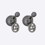 Dior Women Tribales Earrings Ruthenium-Finish Metal with Gray Resin Pearls and Black Crystals