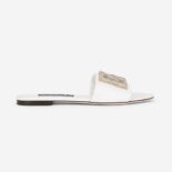 Dolce Gabbana D&G Women Calfskin Slides with DG Logo-White