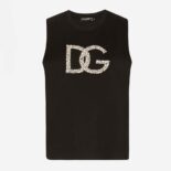 Dolce Gabbana D&G Women Lnterlock Tank top with Crystal DG Embellishment