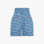 Fendi Women Light Blue Chambray Shorts