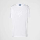 Prada Women Embroidered Jersey T-shirt-White