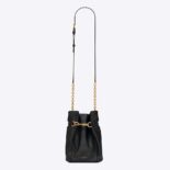 Saint Laurent YSL Women Le Maillon Hook Bucket Bag in Supple Leather-Black