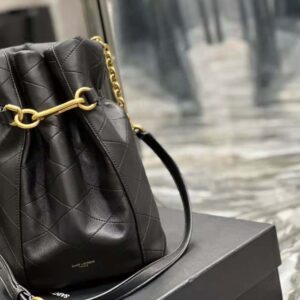 YSL Embossed Leather Bucket Bag