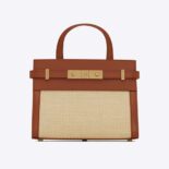 Saint Laurent YSL Women Manhattan Nano Shopping Bag in Raffia and Smooth Leather-Brown