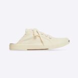 Balenciaga Unisex Paris Sneaker Mule in White Destroyed Cotton and White Rubber