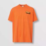 Burberry Men Logo Appliqué Cotton Oversized T-shirt-Orange