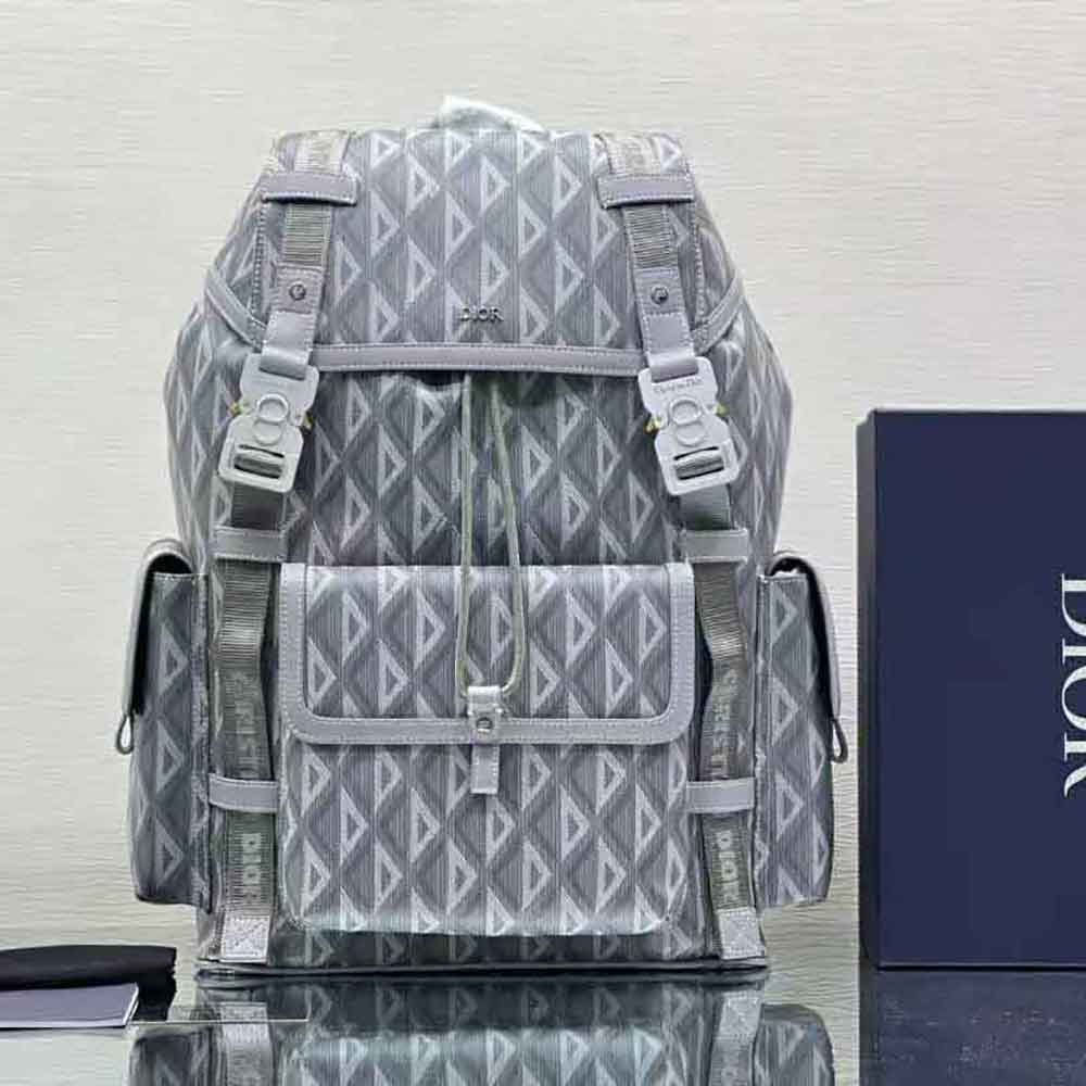 Dior Men Hit the Road Backpack Dior Gray CD Diamond Canvas