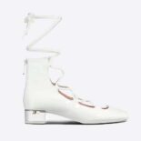 Dior Women Arty Lace-up Ankle Boot White Patent Calfskin