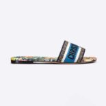 Dior Women Dway Slide Black Multicolor Embroidered Cotton with D-Constellation Motif