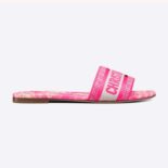 Dior Women Dway Slide Bright Pink Toile de Jouy Embroidered Cotton