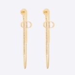 Dior Women Petit CD Earrings Gold-Finish Metal and Silver-Tone Crystals