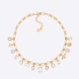 Dior Women Petit CD Necklace Gold-Finish Metal and Multicolor Crystals with White Resin Pearl