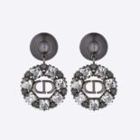 Dior Women Tribales Earrings Ruthenium-Finish Metal with Gray Resin Pearls and Black Crystals