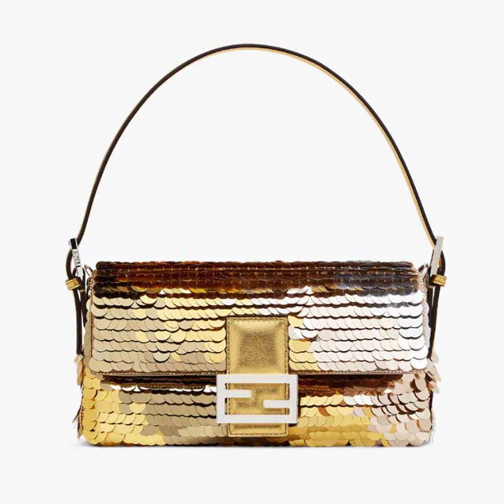 Fendi 2022 Sequin Embellished Baguette - Gold Shoulder Bags