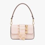 Fendi Women Brooch Mini Baguette Fendace Pink Leather Bag