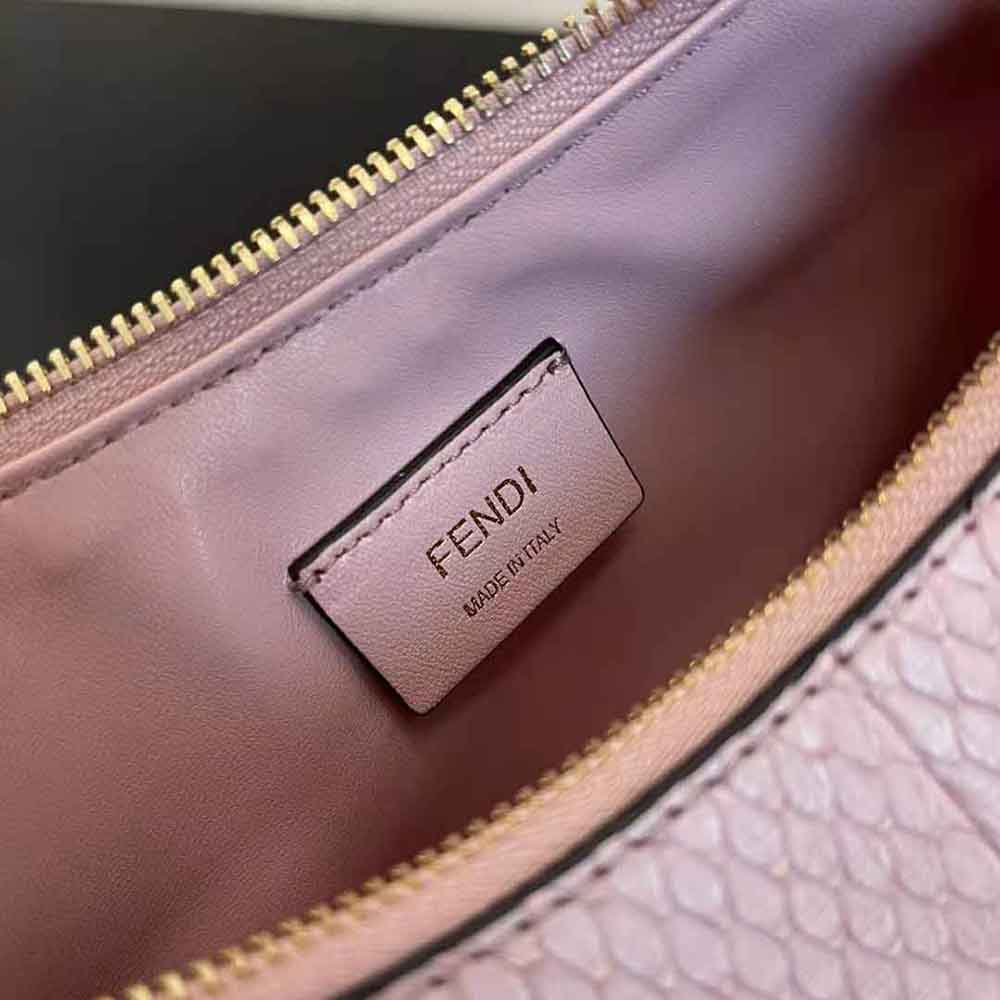 Fendi Women Fendigraphy Small Pale Pink Python Leather Bag