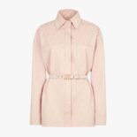 Fendi Women Pink denim Go-To jacket with Shirt Collar and Low-Cut Set-in Sleeves