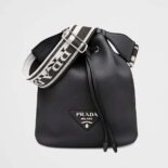 Prada Women Leather Bucket Bag with A Soft Silhouette-Black
