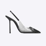 Saint Laurent YSL Women Chica Slingback Pumps in Tpu and Patent Leather-Black