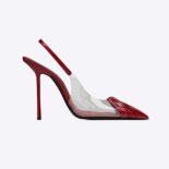 Saint Laurent YSL Women Chica Slingback Pumps in Tpu and Patent Leather-Maroon