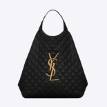 Saint Laurent YSL Women Icare Maxi Shopping Bag in Quilted Lambskin-Black