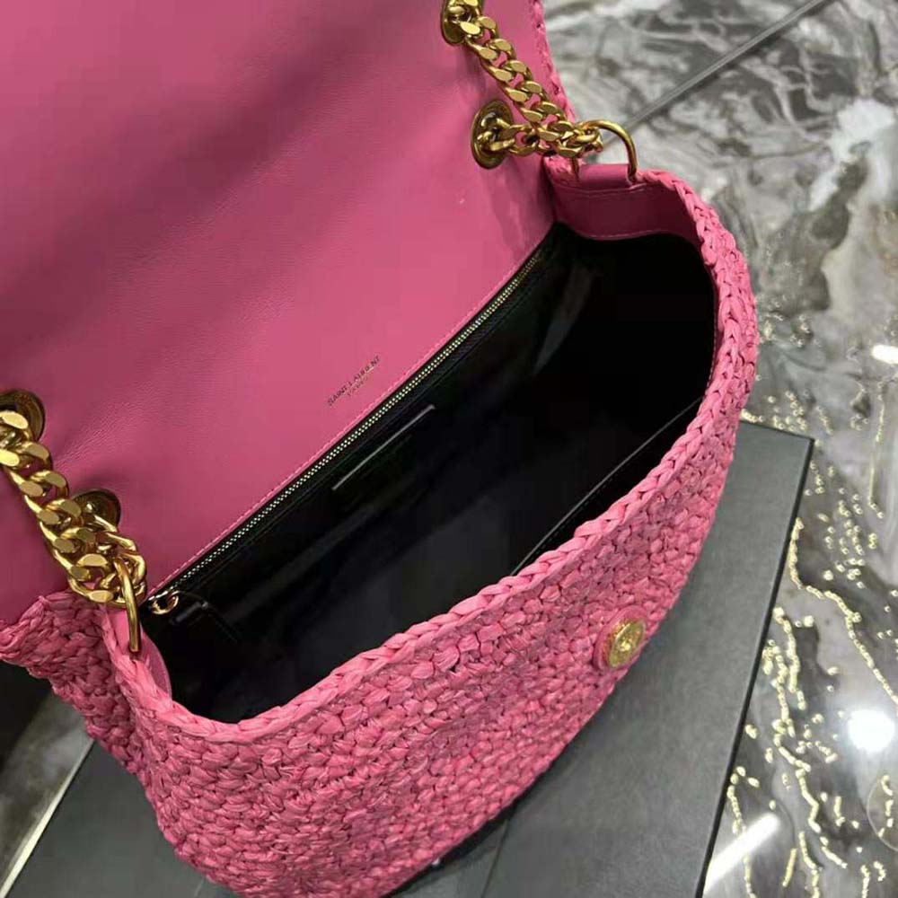 Saint Laurent Medium Niki Raffia Chain Bag in Bright Pink