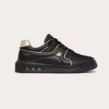 Valentino Men One Stud Low-Top Sneaker in Nappa Leather-Gold