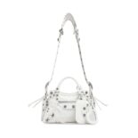 Balenciaga Women Neo Cagole XS Handbag in White Arena Lambskin