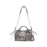 Balenciaga Women Neo Cagole XS Handbag with Rhinestones in Silver