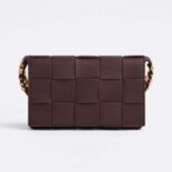 Bottega Veneta Women Cassette Intrecciato Grained Leather Crossbody Bag-Maroon