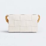 Bottega Veneta Women Cassette Intrecciato Grained Leather Crossbody Bag-White