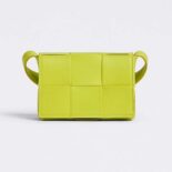 Bottega Veneta Women Cassette Mini Intreccio Leather Cross-Body Bag-Lime