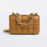 Bottega Veneta Women Chain Cassette Padded Intrecciato Leather Crossbody Bag-Brown