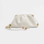 Bottega Veneta Women Mini Pouch Mini Brushed Leather Clutch with Strap-White