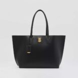 Burberry Women Medium Monogram Motif Leather Tote-Black