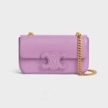 Celine Women Chain Shoulder Bag Cuir Triomphe in Shiny Calfskin-Pink