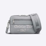 Dior Men Safari Messenger Bag Dior Gray Grained Calfskin with Christian Dior 1947 Signature