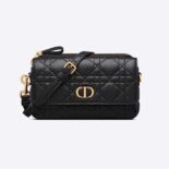 Dior Women Caro Pouch with Chain Black Supple Cannage Calfskin