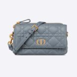 Dior Women Caro Pouch with Chain Cloud Blue Supple Cannage Calfskin