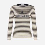 Dior Women Dioriviera Sweater Ecru and Navy Blue Linen Cashmere and Silk Knit