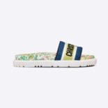 Dior Women Dway Slide White Embroidered Cotton with Multicolor D-Constellation Motif