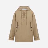 Dior Women Hooded Peacoat Beige Cotton Gabardine