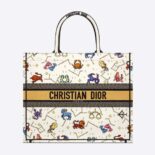 Dior Women Large Dior Book Tote Latte Multicolor Dior Pixel Zodiac Embroidery