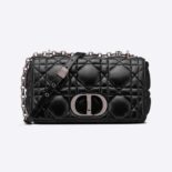 Dior Women Medium Dior Caro Bag Black Quilted Macrocannage Calfskin