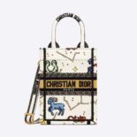 Dior Women Mini Dior Book Tote Phone Bag Latte Multicolor Dior Pixel Zodiac Embroidery