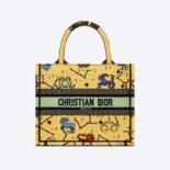 Dior Women Small Dior Book Tote Yellow Multicolor Dior Pixel Zodiac Embroidery